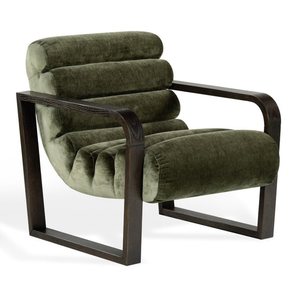 Safavieh Kellibeth Velvet Accent Lounge Chair with Dark Walnut Legs for Living Rooms Green SFV8802B
