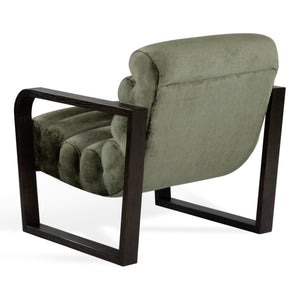 Safavieh Kellibeth Velvet Accent Lounge Chair with Dark Walnut Legs for Living Rooms Green SFV8802B