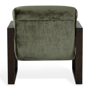 Safavieh Kellibeth Velvet Accent Lounge Chair with Dark Walnut Legs for Living Rooms Green SFV8802B