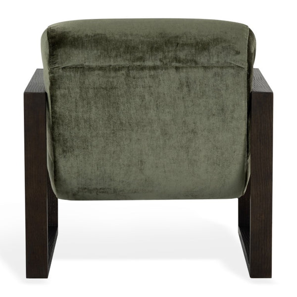 Safavieh Kellibeth Velvet Accent Lounge Chair with Dark Walnut Legs for Living Rooms Green SFV8802B