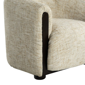 Safavieh Latisha Barrel Back Accent Chair Curved Fabric Seat with Walnut Legs for Living Room Beige SFV8803A