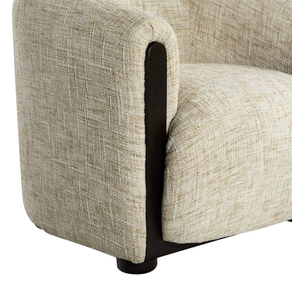 Safavieh Latisha Barrel Back Accent Chair Curved Fabric Seat with Walnut Legs for Living Room Beige SFV8803A