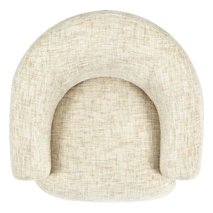 Safavieh Latisha Barrel Back Accent Chair Curved Fabric Seat with Walnut Legs for Living Room Beige SFV8803A