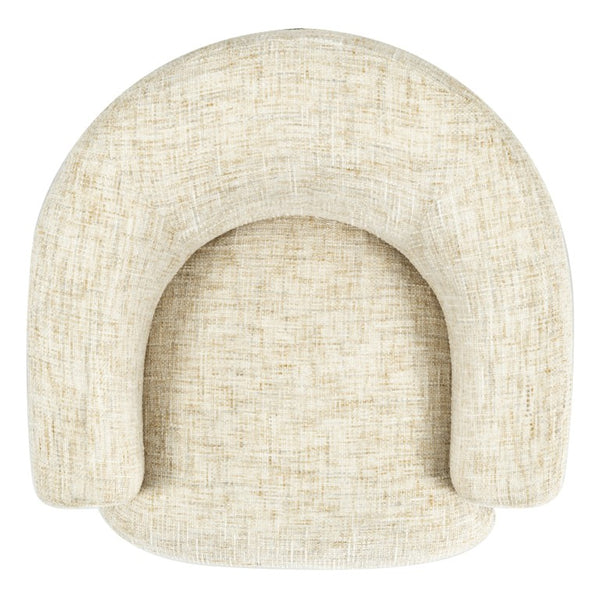 Safavieh Latisha Barrel Back Accent Chair Curved Fabric Seat with Walnut Legs for Living Room Beige SFV8803A