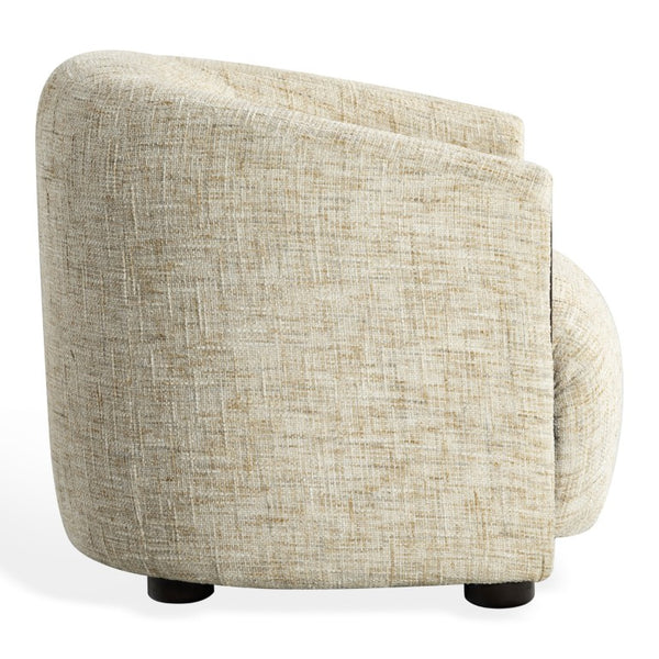 Safavieh Latisha Barrel Back Accent Chair Curved Fabric Seat with Walnut Legs for Living Room Beige SFV8803A