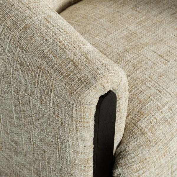 Safavieh Latisha Barrel Back Accent Chair Curved Fabric Seat with Walnut Legs for Living Room Beige SFV8803A