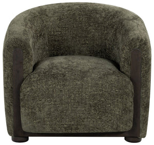 Safavieh Latisha Barrel Back Accent Chair Curved Fabric Seat with Walnut Legs for Living Room Green SFV8803B