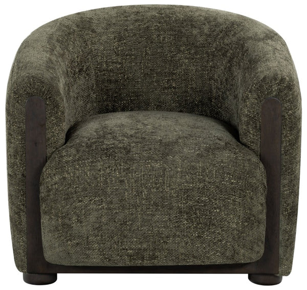Safavieh Latisha Barrel Back Accent Chair Curved Fabric Seat with Walnut Legs for Living Room Green SFV8803B