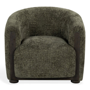 Safavieh Latisha Barrel Back Accent Chair Curved Fabric Seat with Walnut Legs for Living Room Green SFV8803B