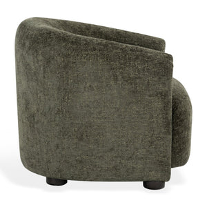 Safavieh Latisha Barrel Back Accent Chair Curved Fabric Seat with Walnut Legs for Living Room Green SFV8803B