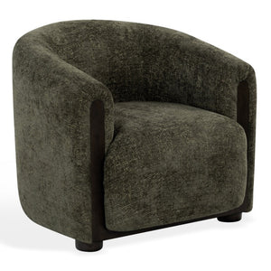 Safavieh Latisha Barrel Back Accent Chair Curved Fabric Seat with Walnut Legs for Living Room Green SFV8803B