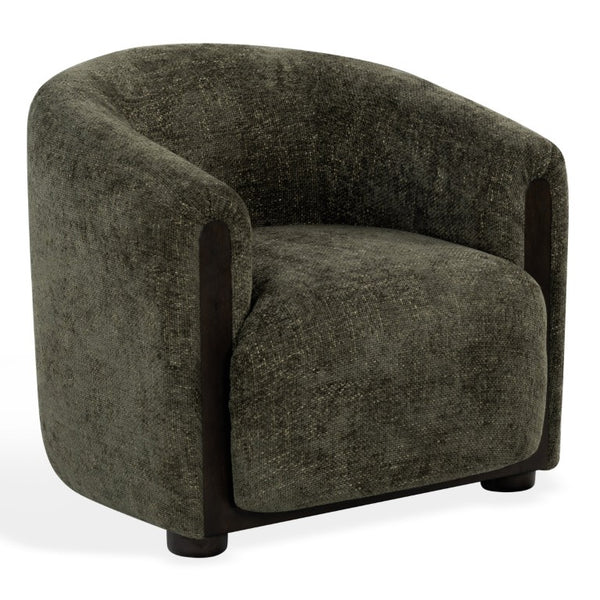Safavieh Latisha Barrel Back Accent Chair Curved Fabric Seat with Walnut Legs for Living Room Green SFV8803B