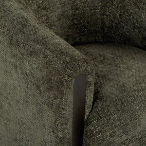 Safavieh Latisha Barrel Back Accent Chair Curved Fabric Seat with Walnut Legs for Living Room Green SFV8803B