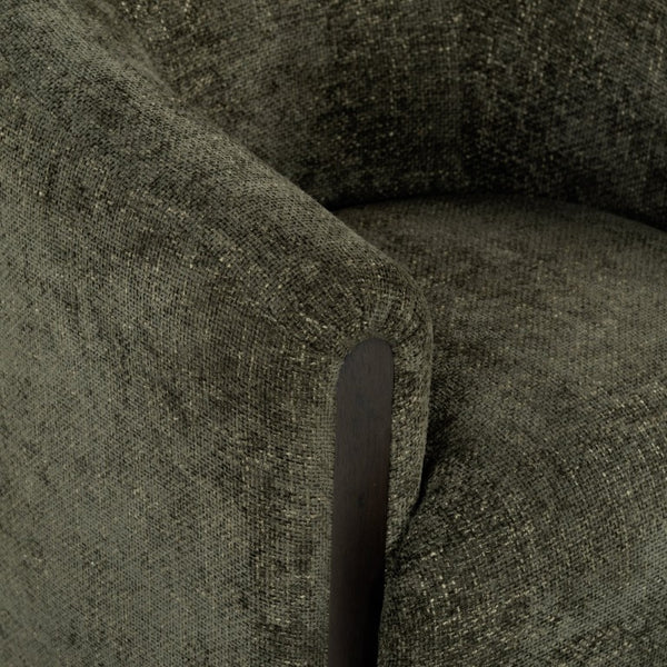 Safavieh Latisha Barrel Back Accent Chair Curved Fabric Seat with Walnut Legs for Living Room Green SFV8803B