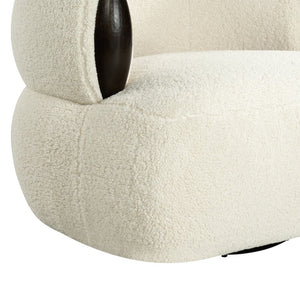 Safavieh Hailianne Teddy Barrel Accent Chair Plush Foam Seat with Dark Walnut Legs for Any Room Cream SFV8804A