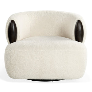 Safavieh Hailianne Teddy Barrel Accent Chair Plush Foam Seat with Dark Walnut Legs for Any Room Cream SFV8804A