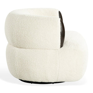Safavieh Hailianne Teddy Barrel Accent Chair Plush Foam Seat with Dark Walnut Legs for Any Room Cream SFV8804A