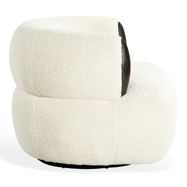 Safavieh Hailianne Teddy Barrel Accent Chair Plush Foam Seat with Dark Walnut Legs for Any Room Cream SFV8804A