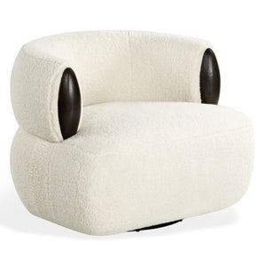 Safavieh Hailianne Teddy Barrel Accent Chair Plush Foam Seat with Dark Walnut Legs for Any Room Cream SFV8804A