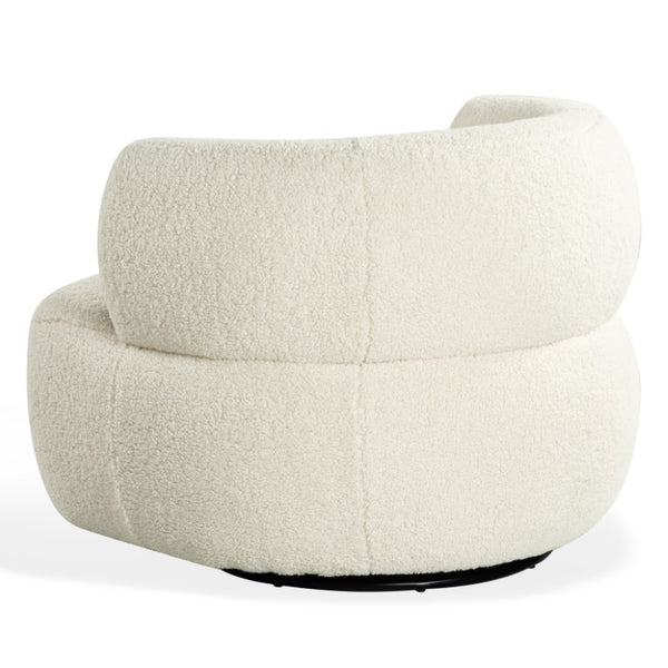Safavieh Hailianne Teddy Barrel Accent Chair Plush Foam Seat with Dark Walnut Legs for Any Room Cream SFV8804A