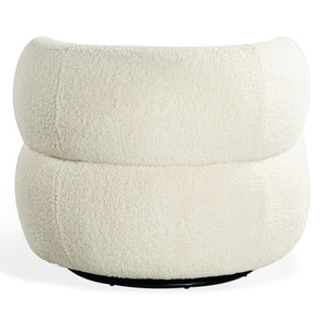 Safavieh Hailianne Teddy Barrel Accent Chair Plush Foam Seat with Dark Walnut Legs for Any Room Cream SFV8804A