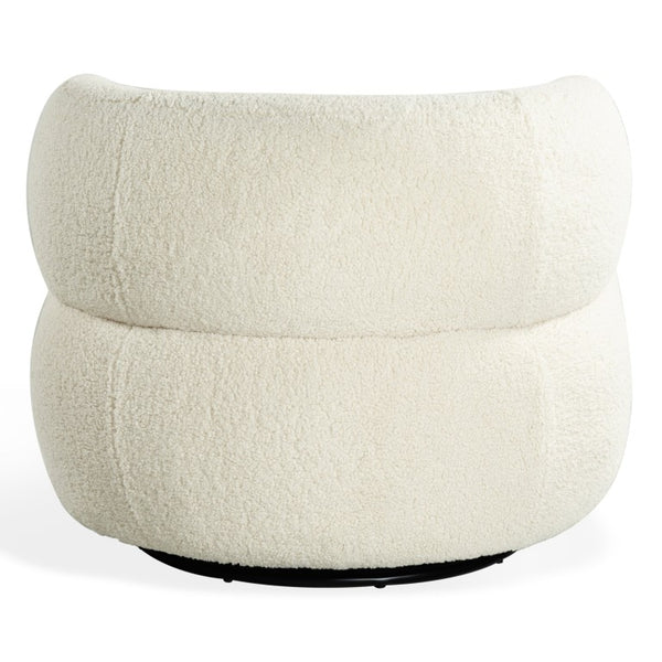 Safavieh Hailianne Teddy Barrel Accent Chair Plush Foam Seat with Dark Walnut Legs for Any Room Cream SFV8804A