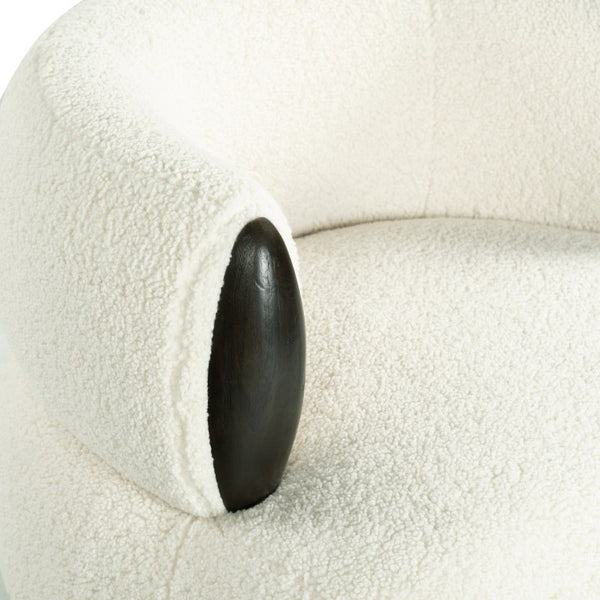 Safavieh Hailianne Teddy Barrel Accent Chair Plush Foam Seat with Dark Walnut Legs for Any Room Cream SFV8804A