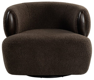 Safavieh Hailianne Teddy Barrel Accent Chair Plush Foam Seat with Dark Walnut Legs for Any Room Dark Brown SFV8804B