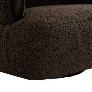 Safavieh Hailianne Teddy Barrel Accent Chair Plush Foam Seat with Dark Walnut Legs for Any Room Dark Brown SFV8804B