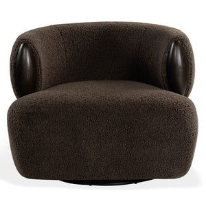 Safavieh Hailianne Teddy Barrel Accent Chair Plush Foam Seat with Dark Walnut Legs for Any Room Dark Brown SFV8804B
