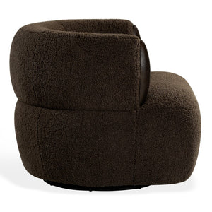 Safavieh Hailianne Teddy Barrel Accent Chair Plush Foam Seat with Dark Walnut Legs for Any Room Dark Brown SFV8804B