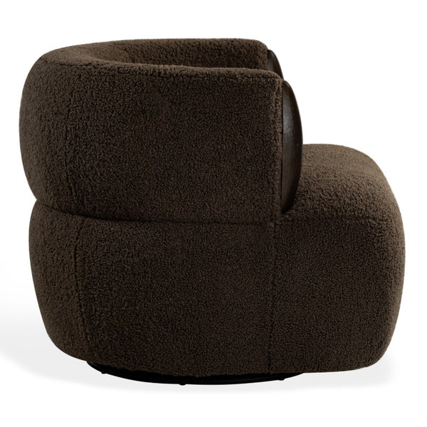 Safavieh Hailianne Teddy Barrel Accent Chair Plush Foam Seat with Dark Walnut Legs for Any Room Dark Brown SFV8804B