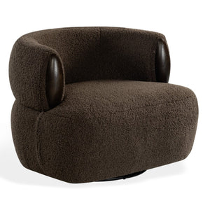 Safavieh Hailianne Teddy Barrel Accent Chair Plush Foam Seat with Dark Walnut Legs for Any Room Dark Brown SFV8804B