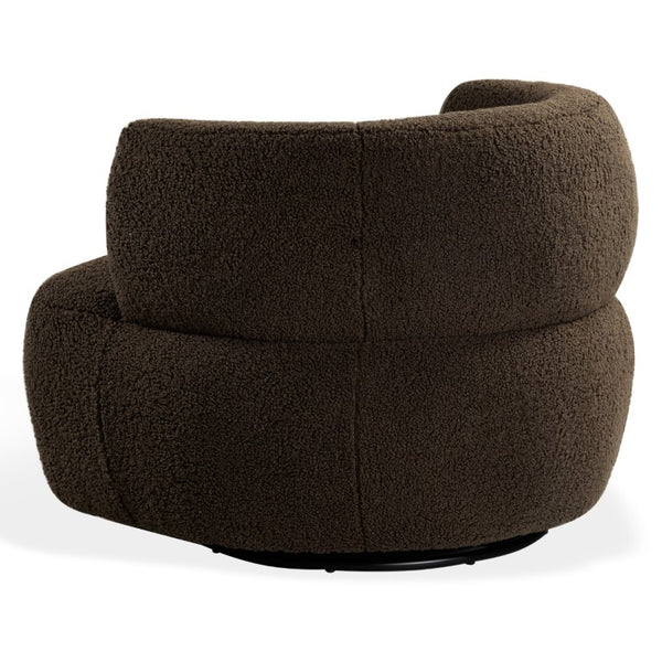 Safavieh Hailianne Teddy Barrel Accent Chair Plush Foam Seat with Dark Walnut Legs for Any Room Dark Brown SFV8804B