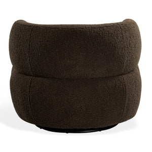 Safavieh Hailianne Teddy Barrel Accent Chair Plush Foam Seat with Dark Walnut Legs for Any Room Dark Brown SFV8804B