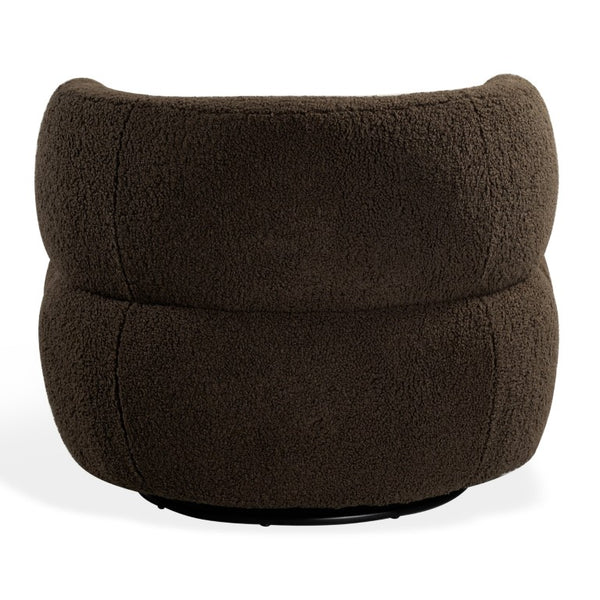 Safavieh Hailianne Teddy Barrel Accent Chair Plush Foam Seat with Dark Walnut Legs for Any Room Dark Brown SFV8804B