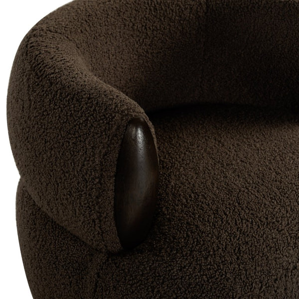 Safavieh Hailianne Teddy Barrel Accent Chair Plush Foam Seat with Dark Walnut Legs for Any Room Dark Brown SFV8804B