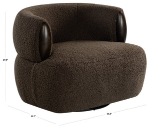 Safavieh Hailianne Teddy Barrel Accent Chair Plush Foam Seat with Dark Walnut Legs for Any Room Dark Brown SFV8804B