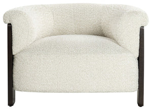 Safavieh Feliciabrianna Barrel Back Accent Chair Plush Upholstered Walnut Frame Lounge Seat Beige SFV8805A