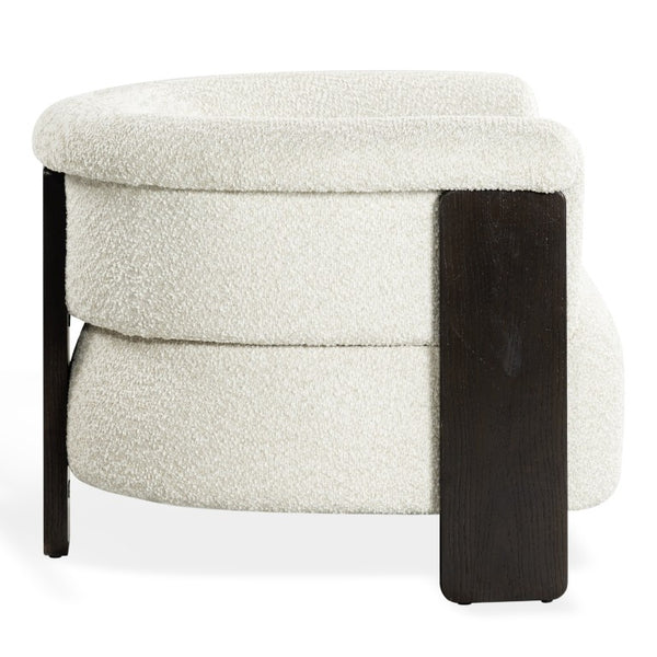 Safavieh Feliciabrianna Barrel Back Accent Chair Plush Upholstered Walnut Frame Lounge Seat Beige SFV8805A