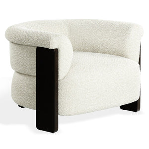 Safavieh Feliciabrianna Barrel Back Accent Chair Plush Upholstered Walnut Frame Lounge Seat Beige SFV8805A