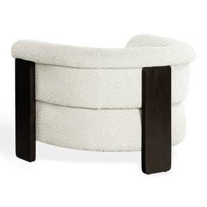 Safavieh Feliciabrianna Barrel Back Accent Chair Plush Upholstered Walnut Frame Lounge Seat Beige SFV8805A