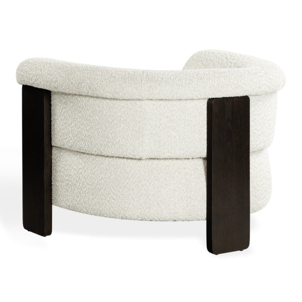Safavieh Feliciabrianna Barrel Back Accent Chair Plush Upholstered Walnut Frame Lounge Seat Beige SFV8805A