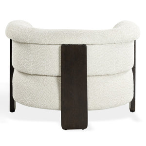 Safavieh Feliciabrianna Barrel Back Accent Chair Plush Upholstered Walnut Frame Lounge Seat Beige SFV8805A