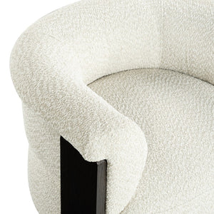 Safavieh Feliciabrianna Barrel Back Accent Chair Plush Upholstered Walnut Frame Lounge Seat Beige SFV8805A