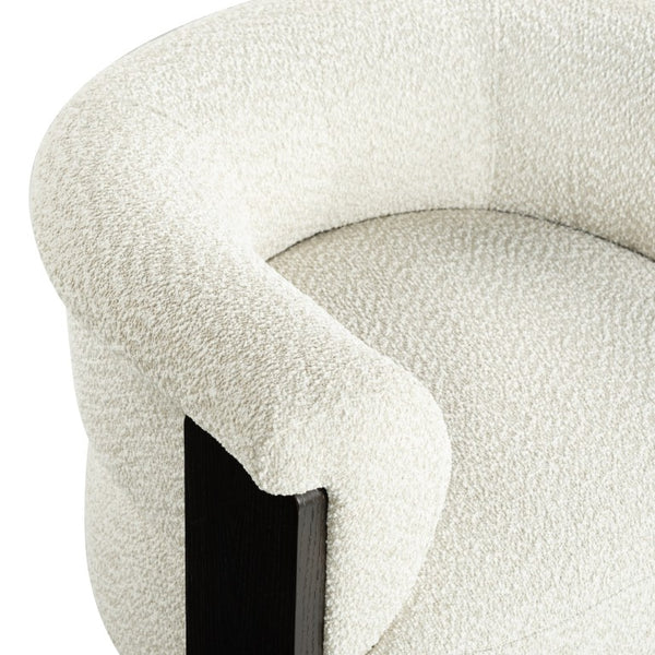 Safavieh Feliciabrianna Barrel Back Accent Chair Plush Upholstered Walnut Frame Lounge Seat Beige SFV8805A