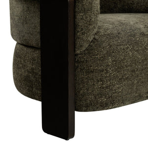 Safavieh Feliciabrianna Barrel Back Accent Chair Plush Upholstered Walnut Frame Lounge Seat Dark Green SFV8805B