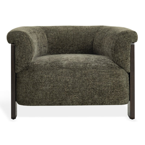 Safavieh Feliciabrianna Barrel Back Accent Chair Plush Upholstered Walnut Frame Lounge Seat Dark Green SFV8805B