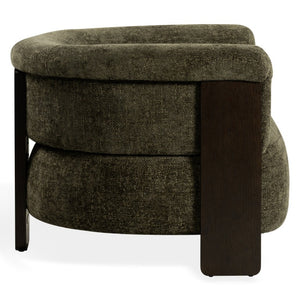 Safavieh Feliciabrianna Barrel Back Accent Chair Plush Upholstered Walnut Frame Lounge Seat Dark Green SFV8805B