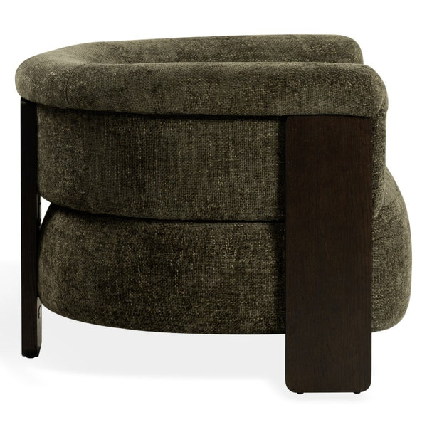 Safavieh Feliciabrianna Barrel Back Accent Chair Plush Upholstered Walnut Frame Lounge Seat Dark Green SFV8805B